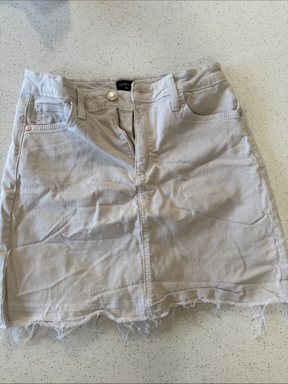 Just Black Cream Raw Hem Mini Denim Skirt size small